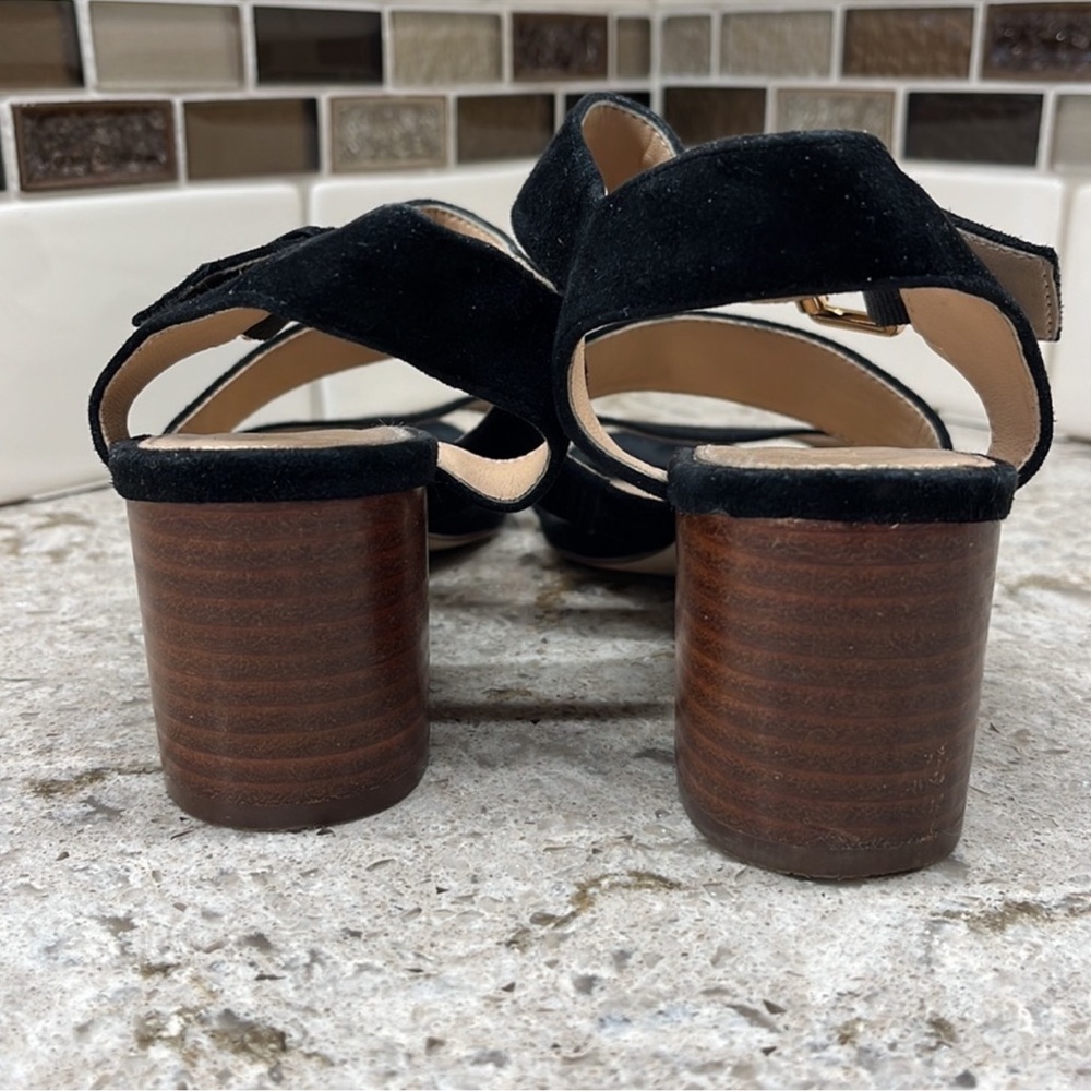 $148 J. CREW Block Heel Strappy Sandals in Black Suede Leather Size 6 - Picture 4 of 5